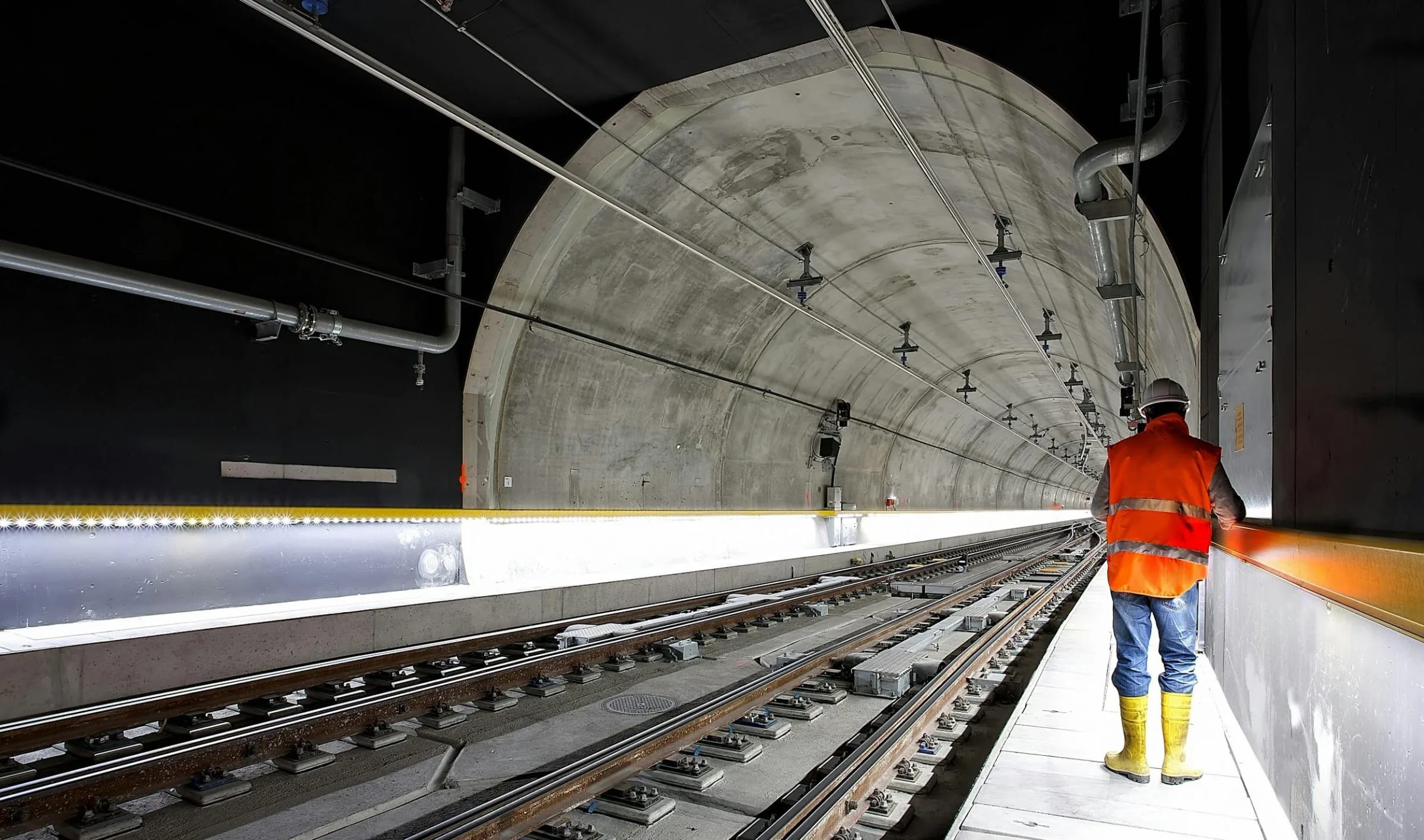 Gleise in einer Tunnelröhre