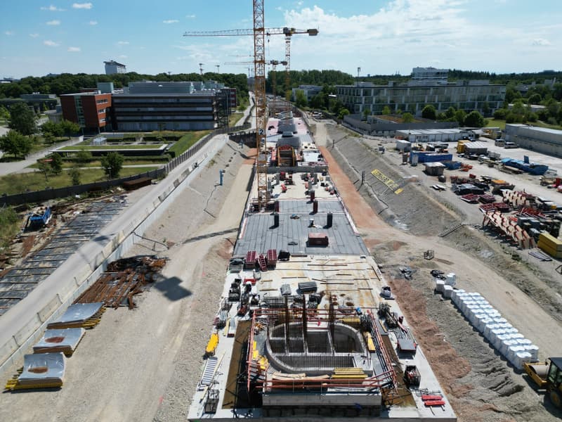 U-Bahn-Verlängerung U6 nach Martinsried: Bahnhof Martinsried im Bau
